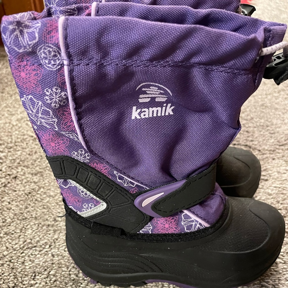 Kamik Snow Boots. Toddler size 10. Black/purple.